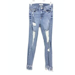 Good American Good Legs Jeans Women's Size 2 Skinny Distressed Fringe Hems